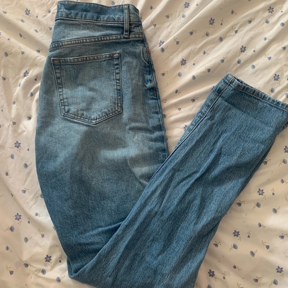 Ann Taylor Loft Straight Leg High Waisted Distressed Jeans - Picture 1 of 2